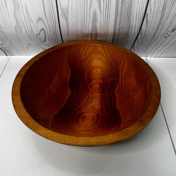 None Other - Vintage Bowl Wooden Handmade Thick Primitive Boho Cottage Heavy 10”